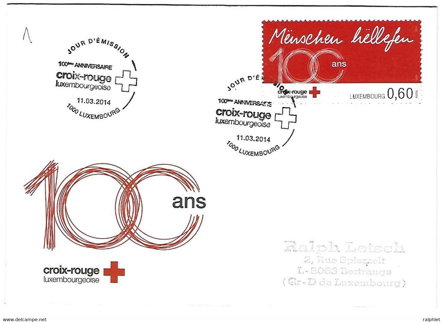 Luxembourg 2014 Croix Rouge ¦ Red Cross ¦ Rotes Kreuz - Lettres & Documents