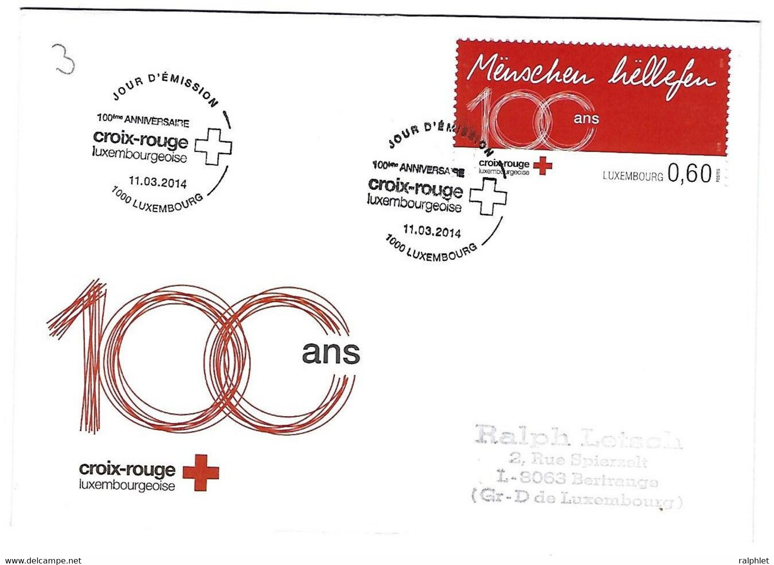 Luxembourg 2014 Croix Rouge ¦ Red Cross ¦ Rotes Kreuz - Cartas & Documentos