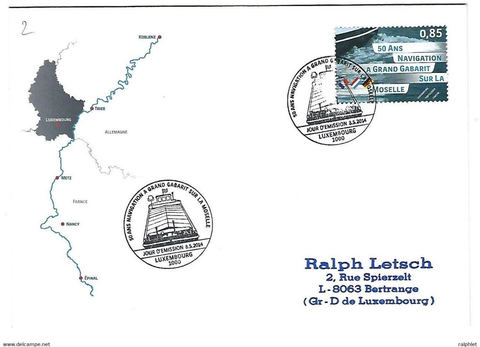 Luxembourg 2014 Navigation Moselle Bateau ¦ Ship ¦ Schifffahrt Mosel Schiff - Lettres & Documents