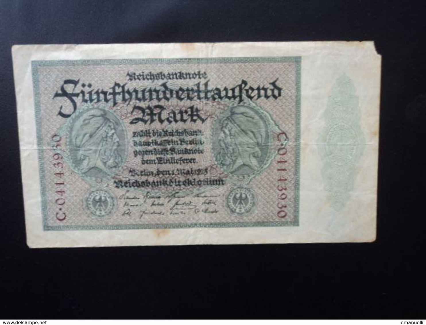 ALLEMAGNE : 500 000 MARK    1.5.1923    P 88a      B+ - 500.000 Mark