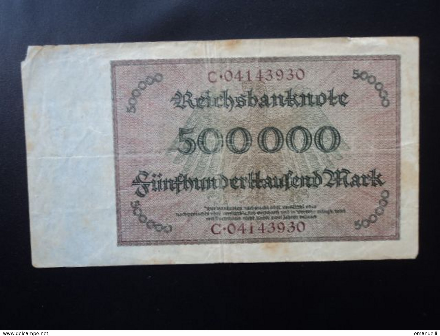 ALLEMAGNE : 500 000 MARK    1.5.1923    P 88a      B+ - 500.000 Mark