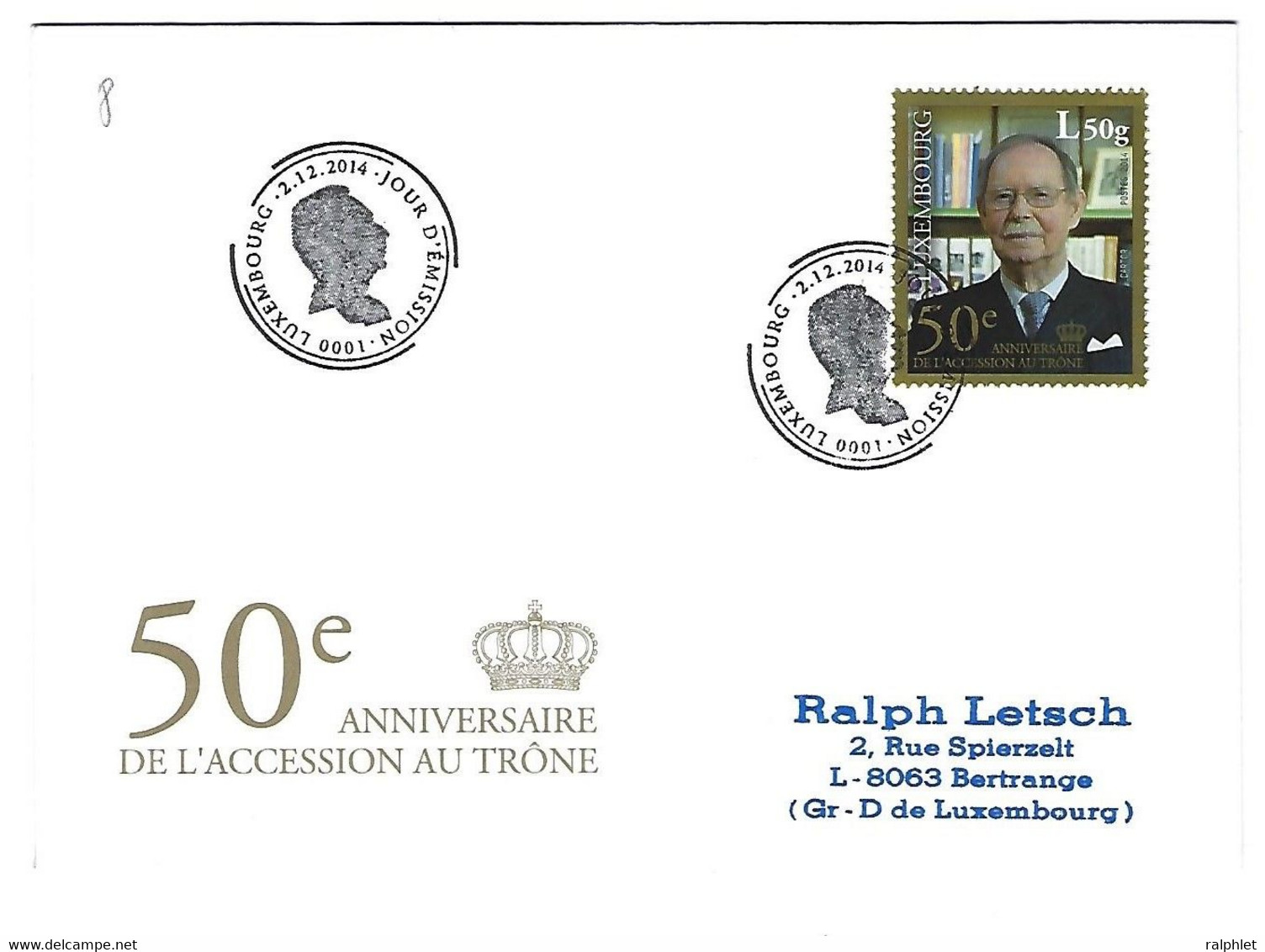 Luxembourg 2014 Jean Grand-Duc ¦ Grand Duke ¦ Großherzog - Brieven En Documenten