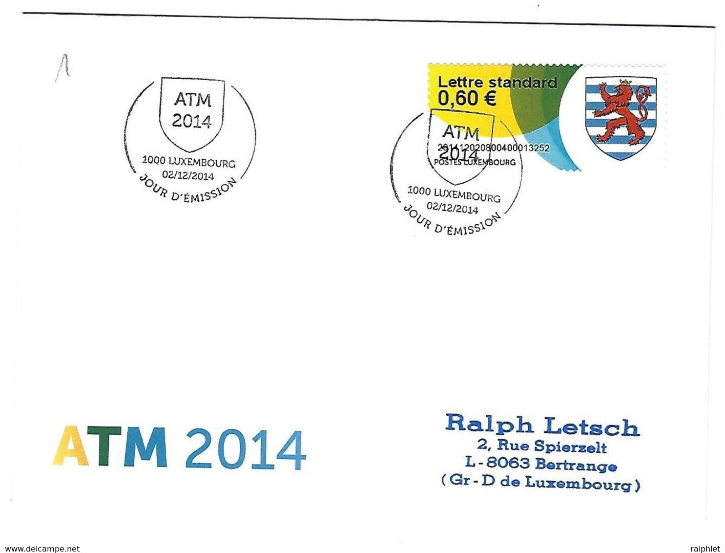 Luxembourg 2014 ATM Blason ¦ Coat Of Arms ¦ Wappen - Covers & Documents