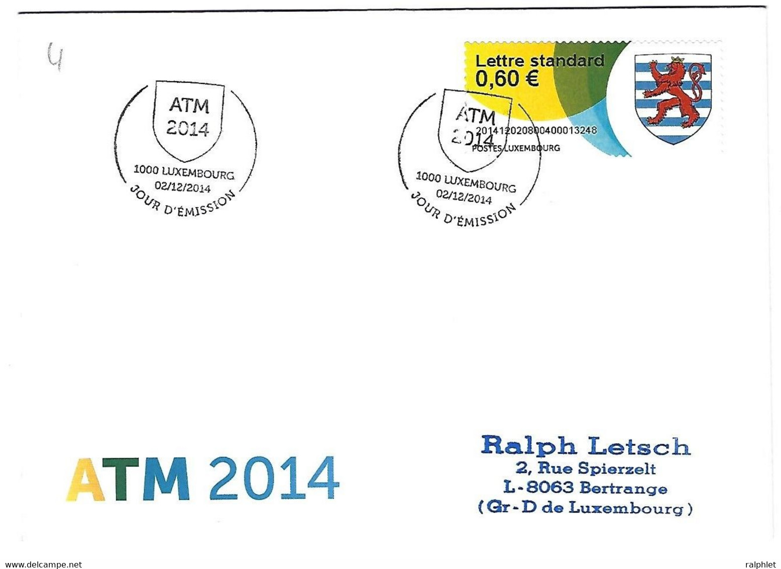 Luxembourg 2014 ATM Blason ¦ Coat Of Arms ¦ Wappen - Briefe U. Dokumente