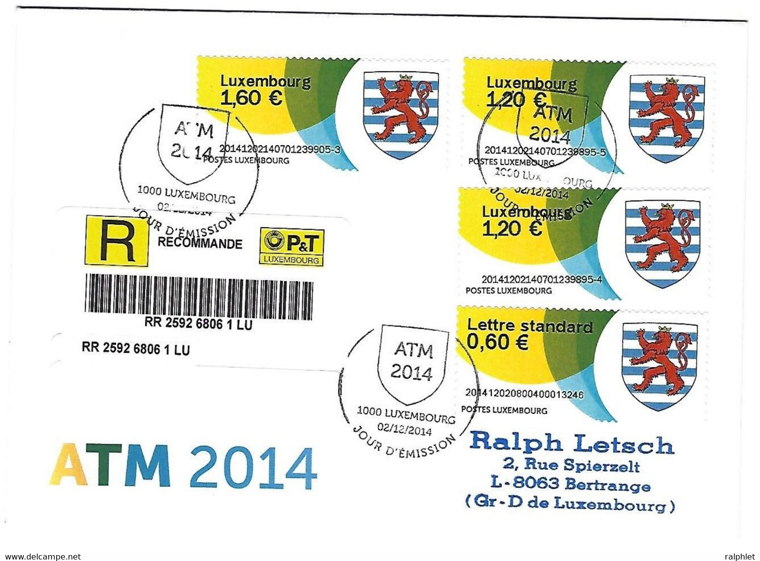 Luxembourg 2014 ATM Blason ¦ Coat Of Arms ¦ Wappen - Covers & Documents