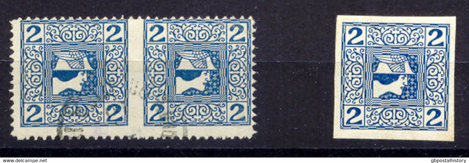 ÖSTERREICH 1908 2H Zeitungsmarke Privat Gezähnt Paar (11 1/2) Mitte Ungezähnt - Used Stamps