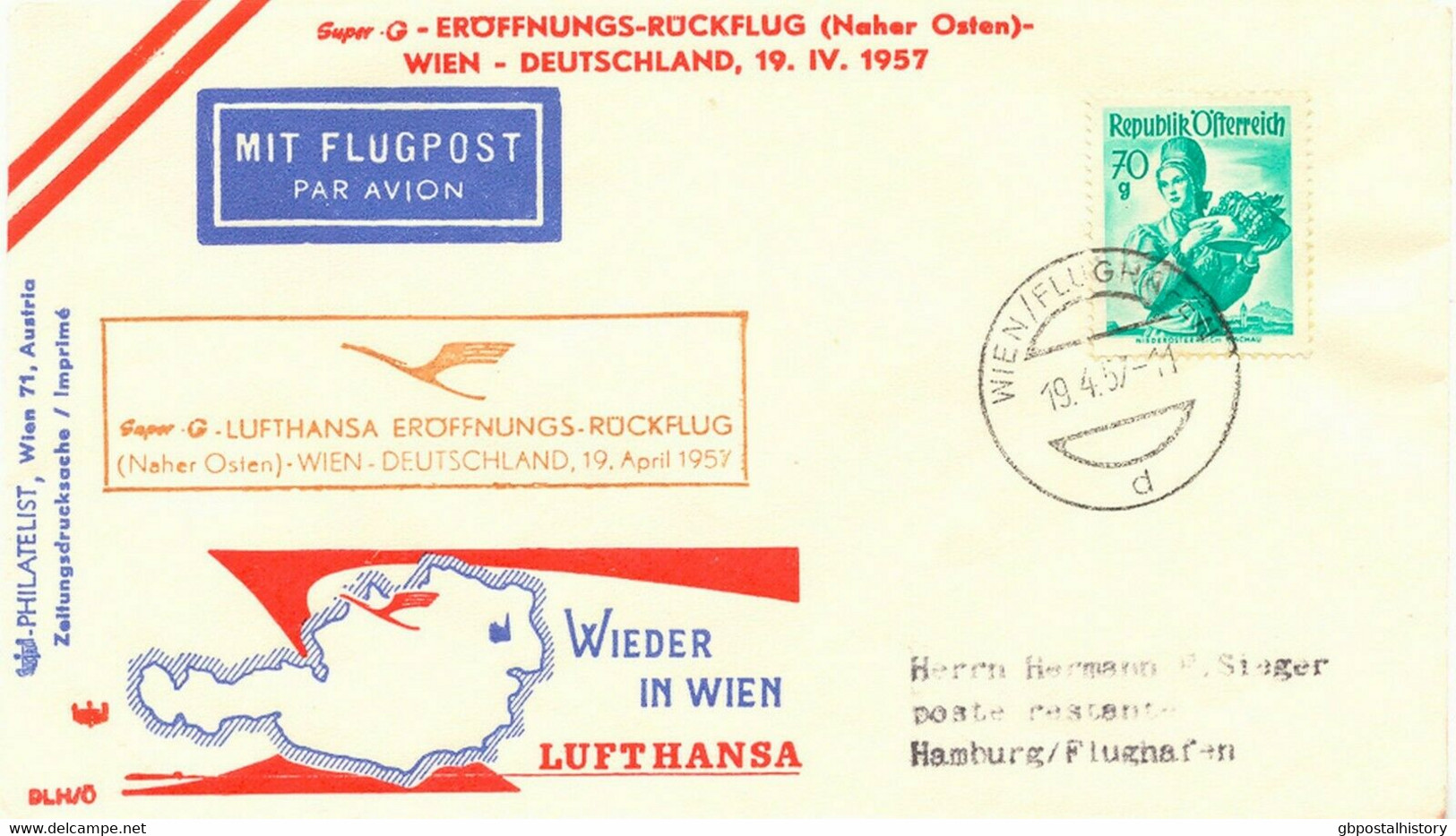 ÖSTERREICH 1957 3 Versch. LH Erstflüge WIEN-ISTANBUL, WIEN-HAMBURG, WIEN-MÜNCHEN - Altri & Non Classificati