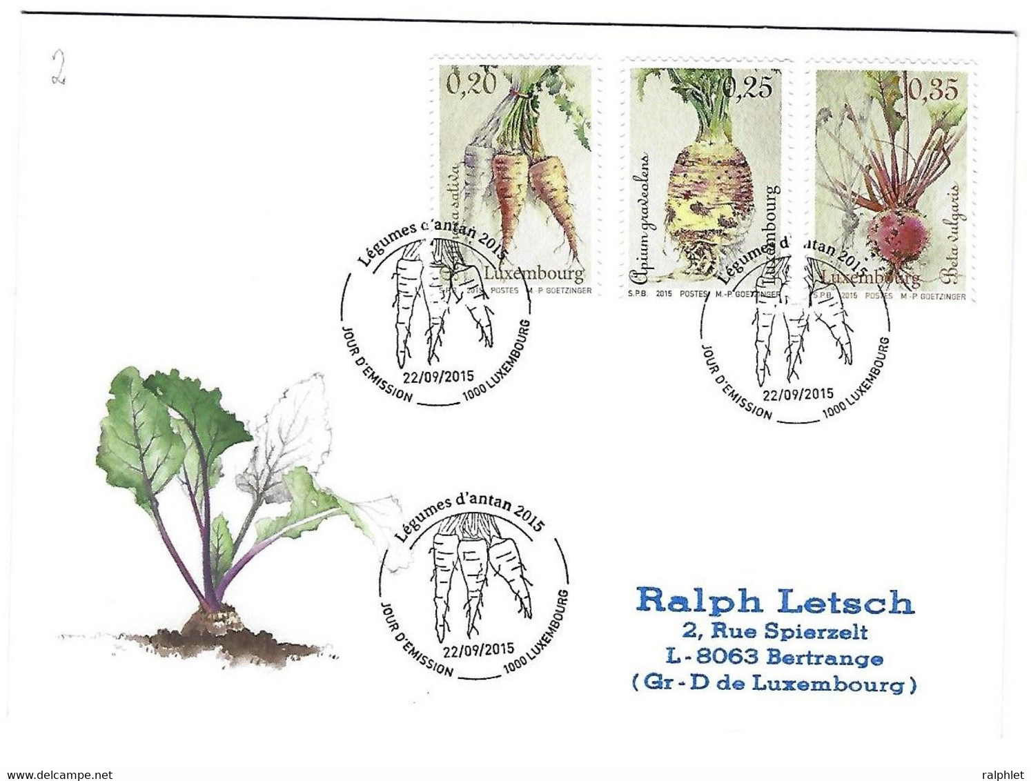 Luxembourg 2015 Legumes Vegetables Gemuse - Storia Postale