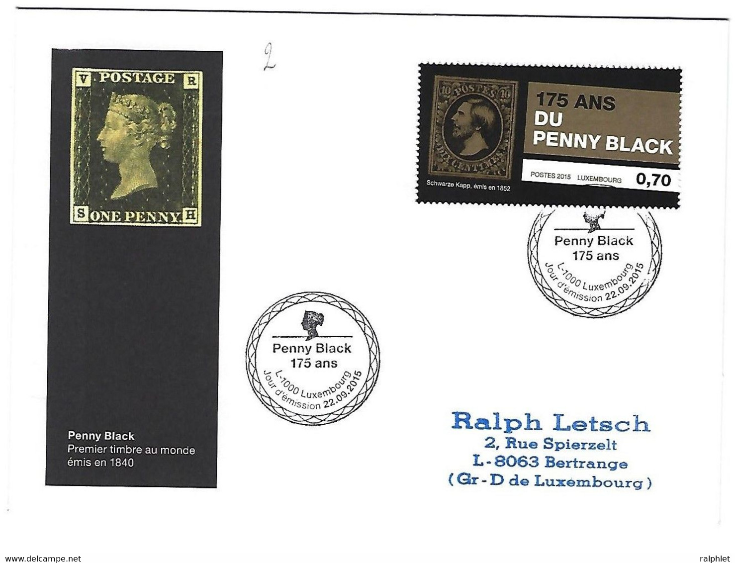 Luxembourg 2015 Timbre Stamp Briefmarke Penny Black - Cartas & Documentos