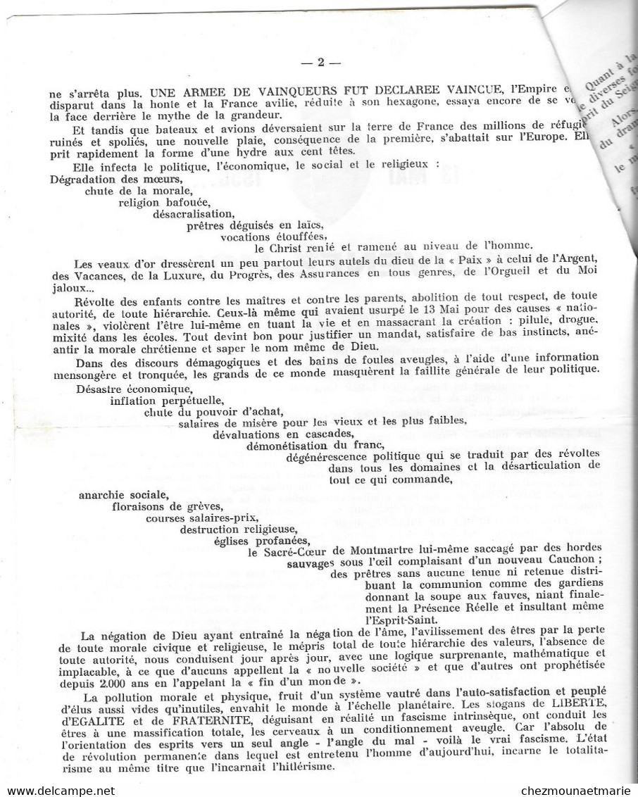 SACRE COEUR 13 MAI 1958 SOUVENEZ VOUS - PAR ROBERT MARTEL AGRICULTEUR A LA RIBERE - TEXTE SUR L ALGERIE - Documents Historiques