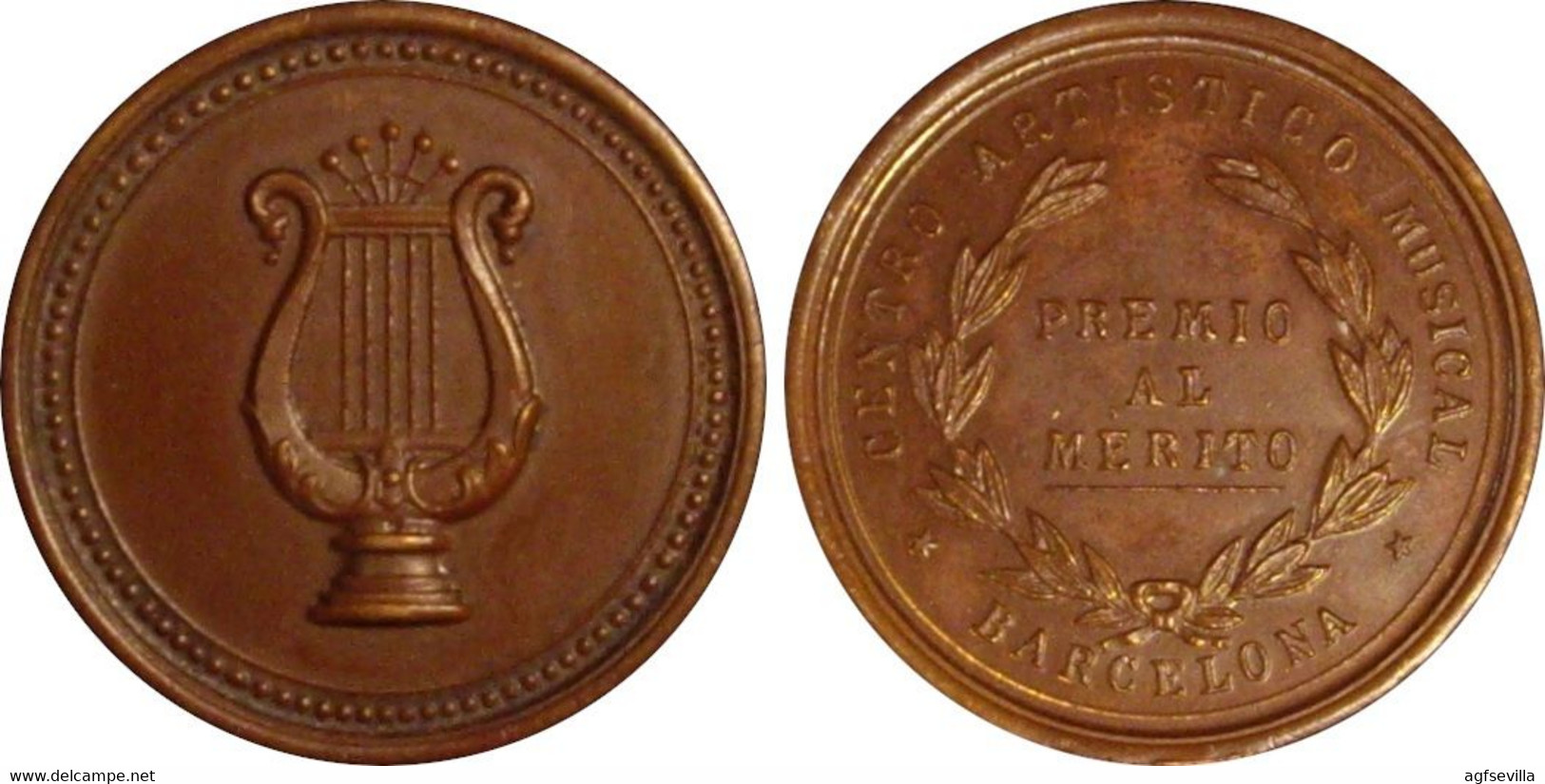 ESPAÑA. MEDALLA CENTRO ARTISTICO MUSICAL. BARCELONA. COBRE. ESPAGNE. SPAIN MEDAL - Professionnels/De Société