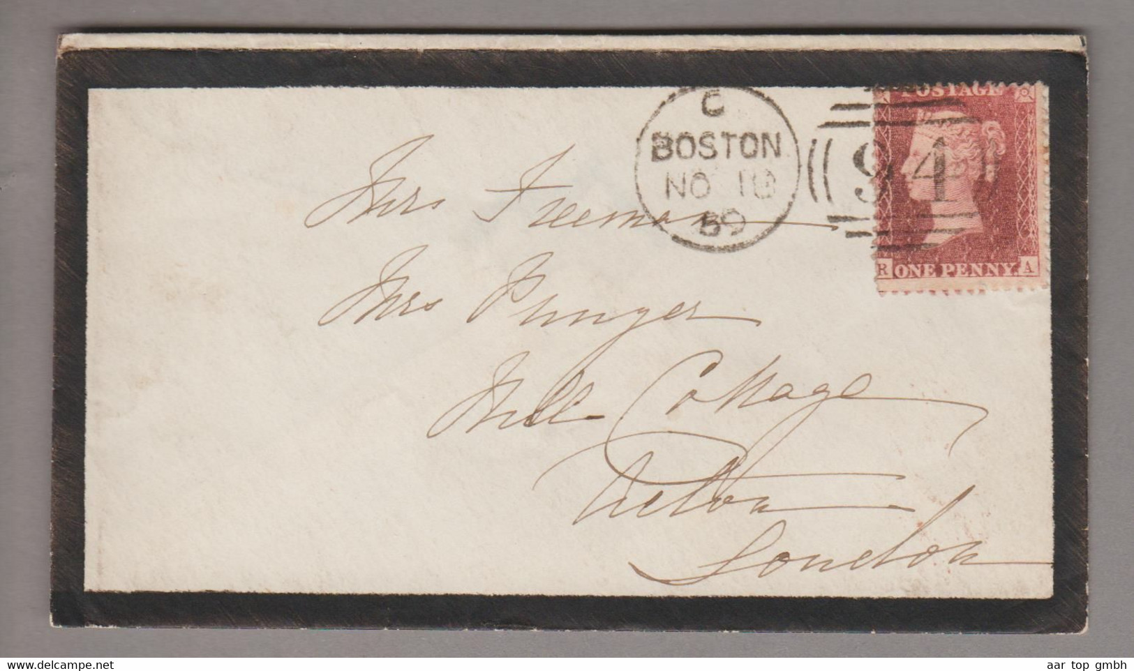 Grossbritannien 1859-11-19 Boston Trauerbrief Nach London Mit 1 P. - Cartas