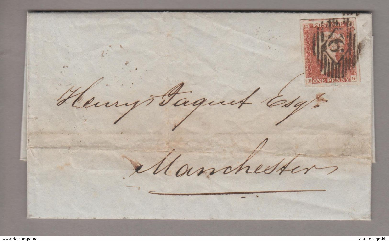 Grossbritannien 1845-12-11 London Brief Nach Manchester Mit 1 P. Ungezähnt - Storia Postale