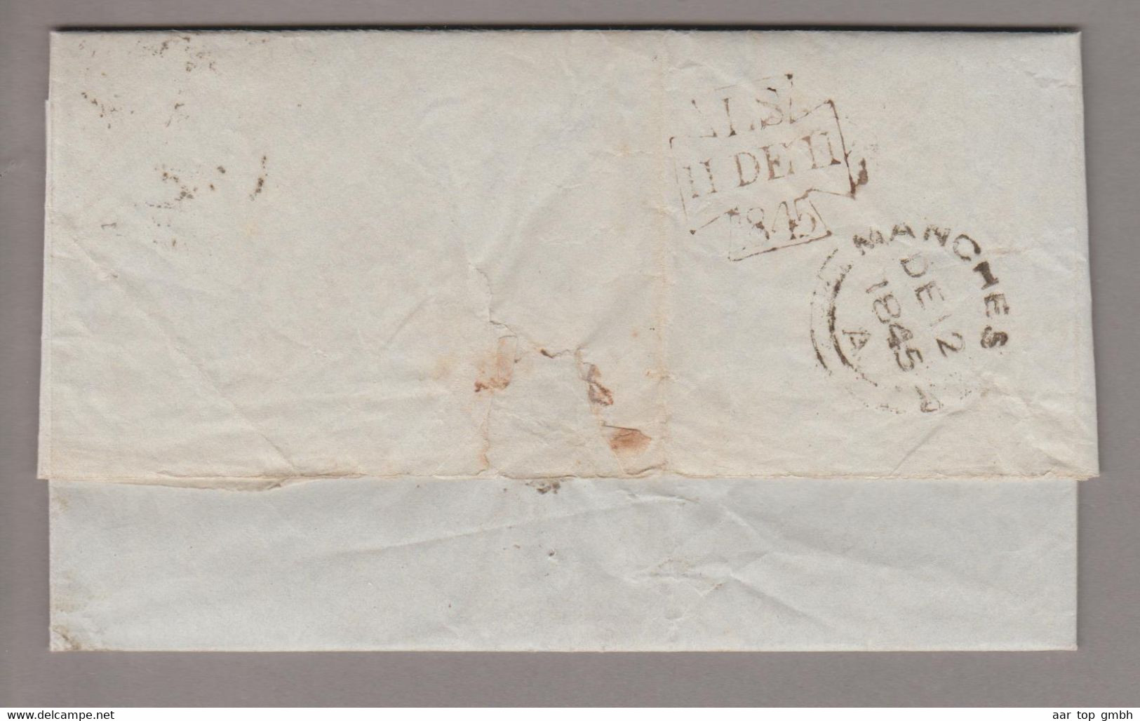 Grossbritannien 1845-12-11 London Brief Nach Manchester Mit 1 P. Ungezähnt - Storia Postale