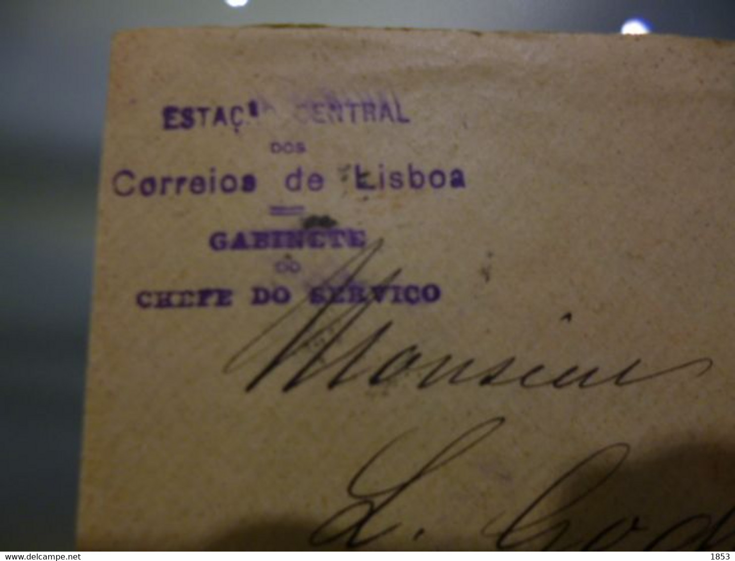 D.MANUEL II - ESTAÇÂO CENTRAL DOS CORREIOS DE LISBOA / GABINETE CHEFE DE SERVIÇO A VERSAILLES - Cartas & Documentos