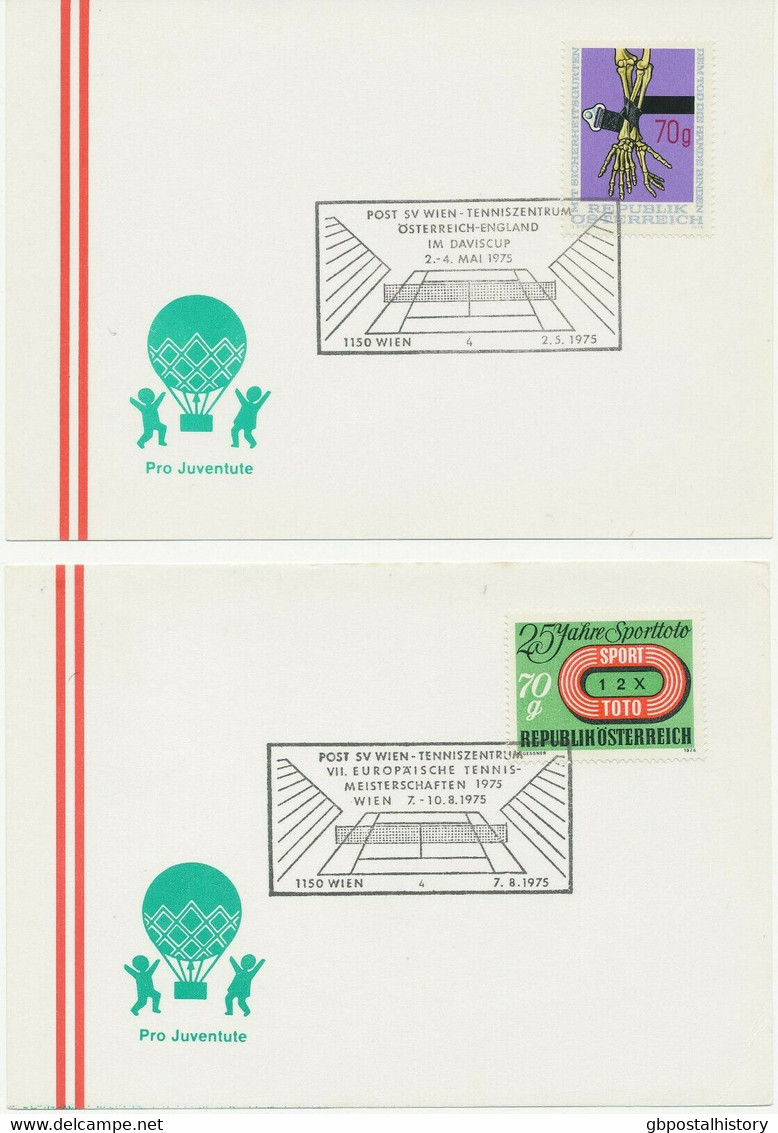ÖSTERREICH 1975/7 5 Versch. SST TENNIS 1150 WIEN: Österreich-England Im Daviscup - Colecciones