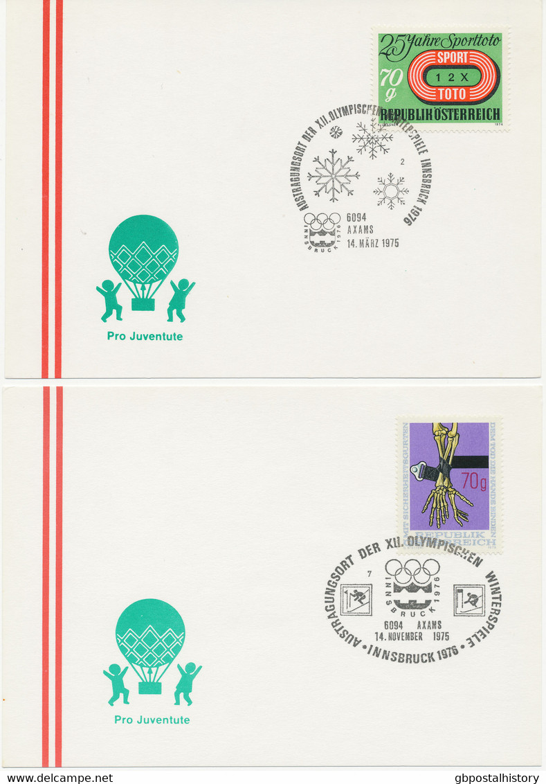 ÖSTERREICH 1975/6, 36 versch. SST OLYMPISCHE WINTERSPIELE ÖSTERREICH 1976 RR!!