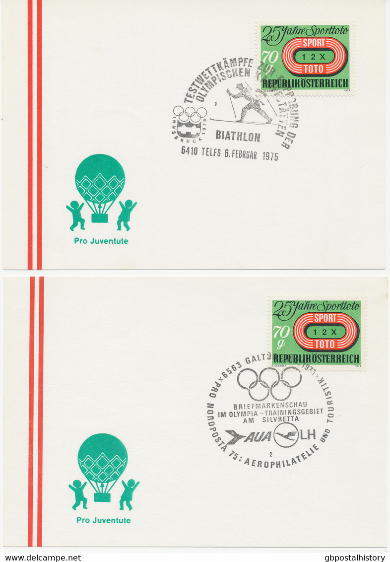 ÖSTERREICH 1975/6, 36 versch. SST OLYMPISCHE WINTERSPIELE ÖSTERREICH 1976 RR!!