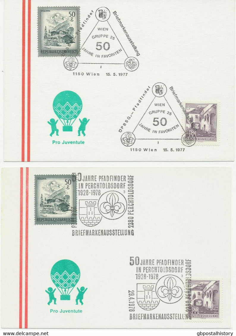 ÖSTERREICH 1975/8, 12 Versch. SST PFADFINDER/SCOUTS Jeweils Auf Kab.-Postkarte - Collections