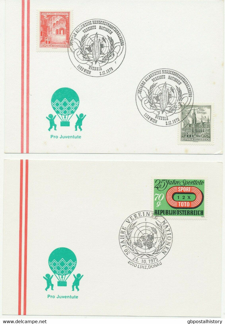 ÖSTERREICH 1975/8, 10 Versch. SST UNO/VEREINTE NATIONEN /KURT WALDHEIM (2) - Sammlungen