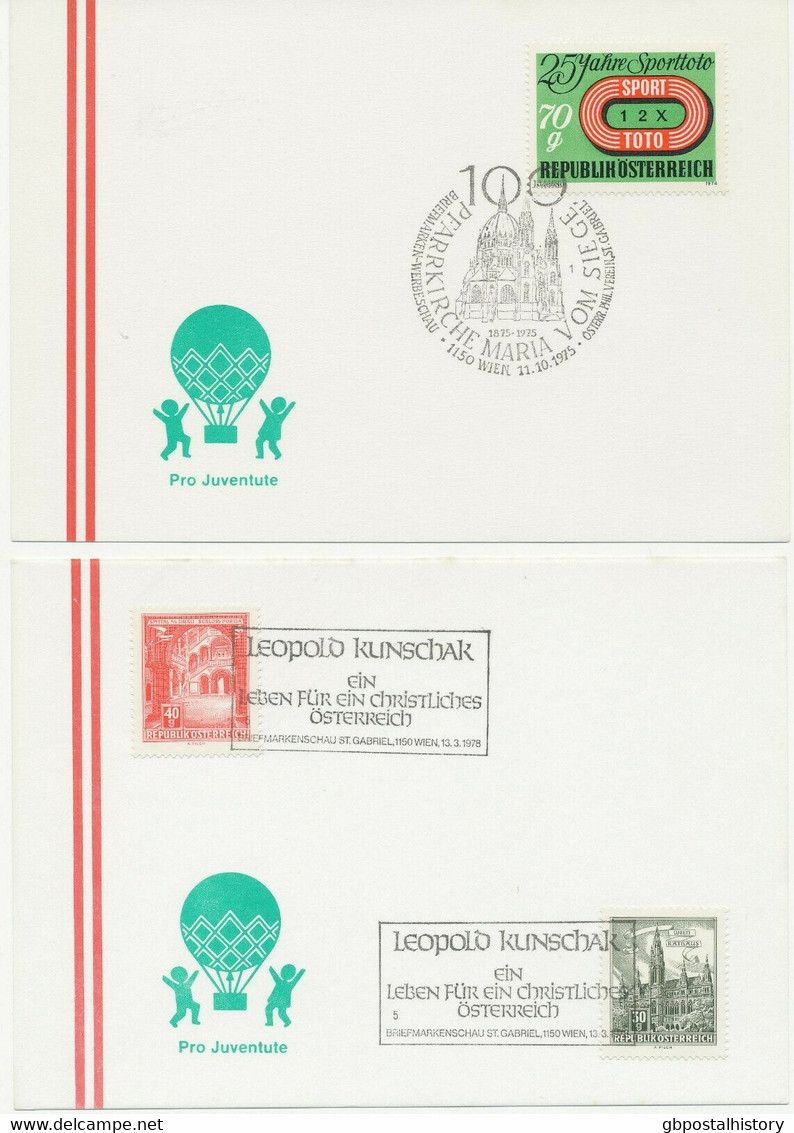 ÖSTERREICH 1975/8 11 Versch. SST RELIGION U. BRIEFMARKENWERBE-SCHAU A Postkarten - Colecciones