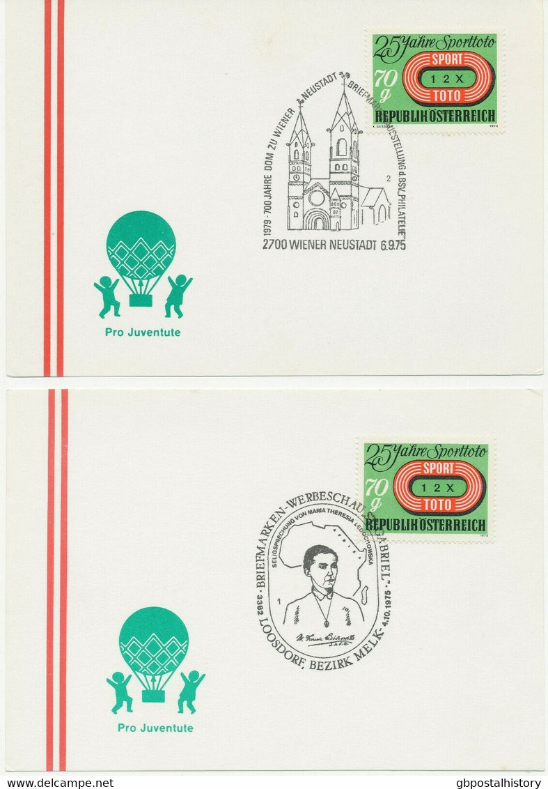 ÖSTERREICH 1975/8 11 Versch. SST RELIGION U. BRIEFMARKENWERBE-SCHAU A Postkarten - Sammlungen