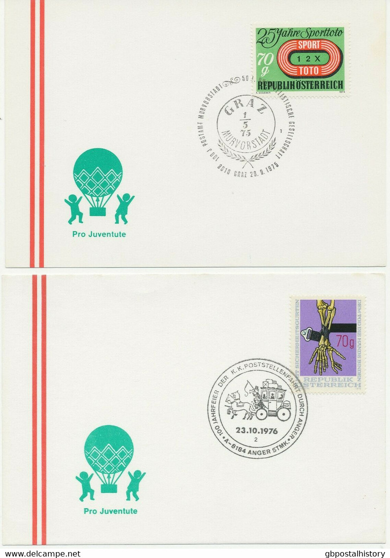 ÖSTERREICH 1975/8, 11 Versch. SST DIE POST Jeweils Auf Kab.-Postkarte - Collections