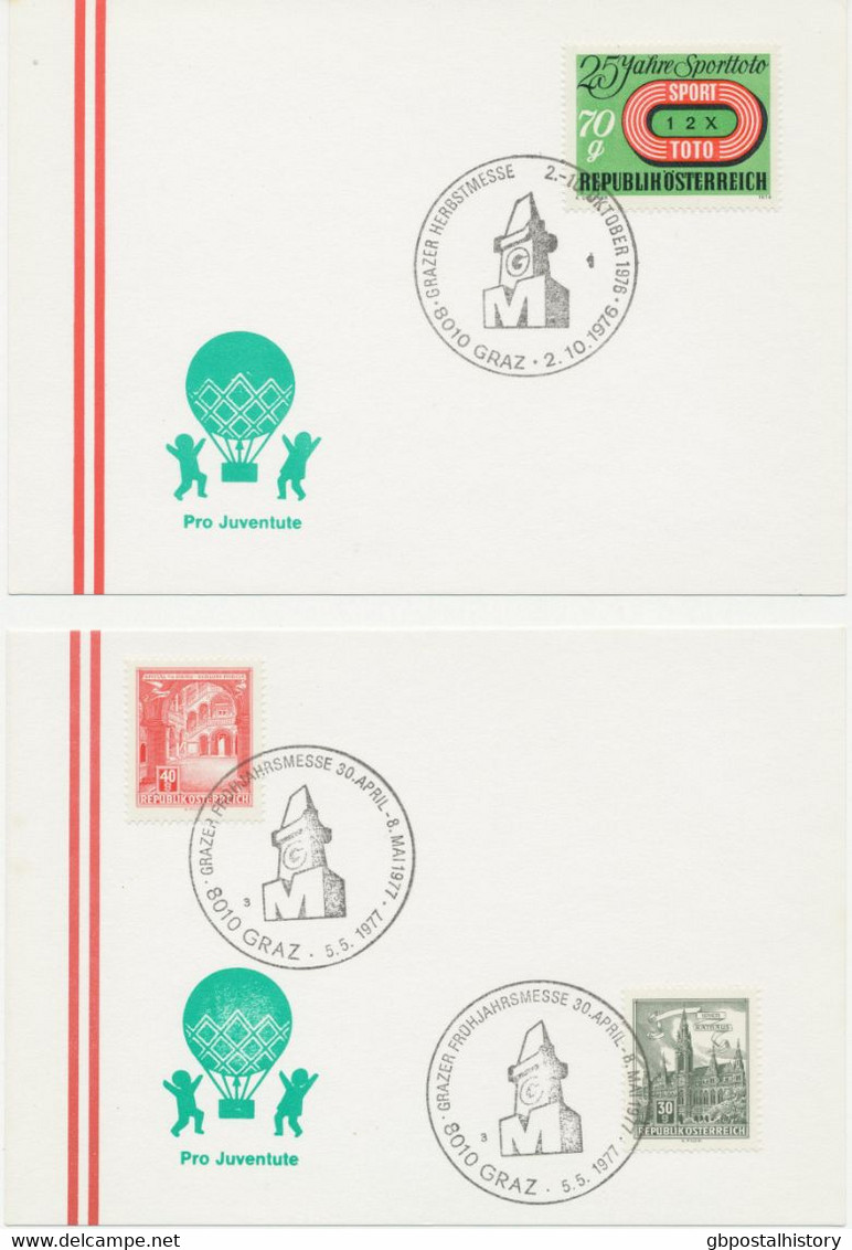 ÖSTERREICH 1975/8, 33 Versch. SST MESSE Auf Kab.-Postkarten - Collections