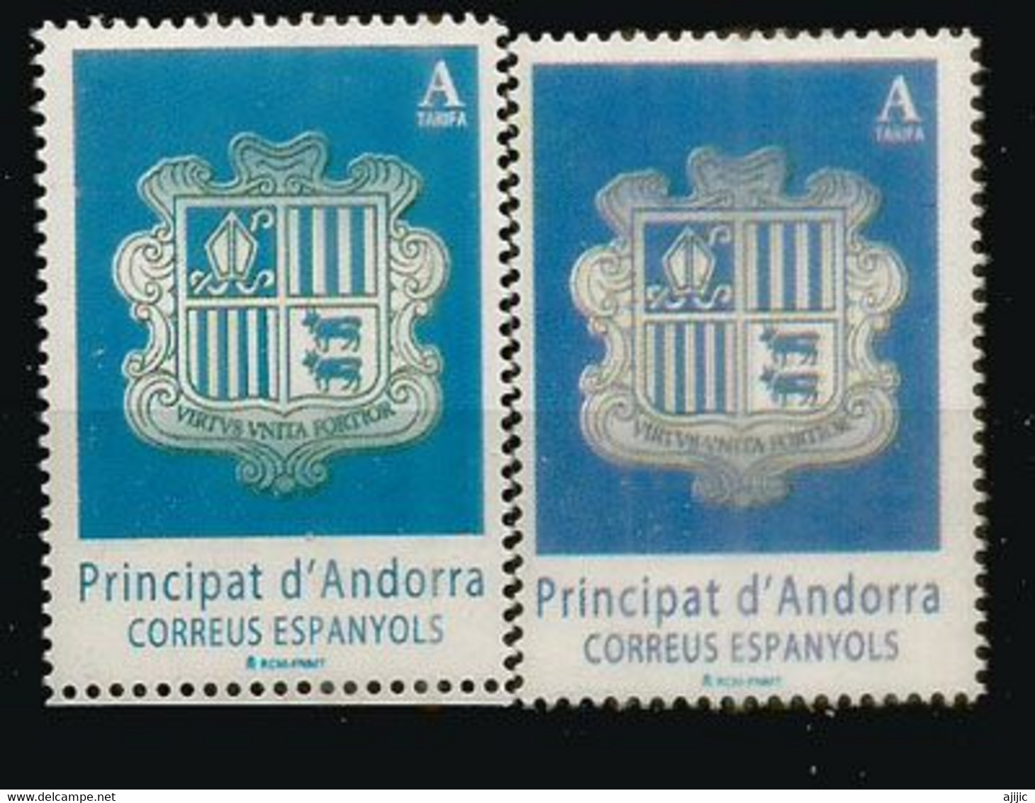 Nouveaux Timbres Blasons D'Andorre.  2 Timbres Neufs **  Couleurs Différentes.  AND.ESP. - Ungebraucht