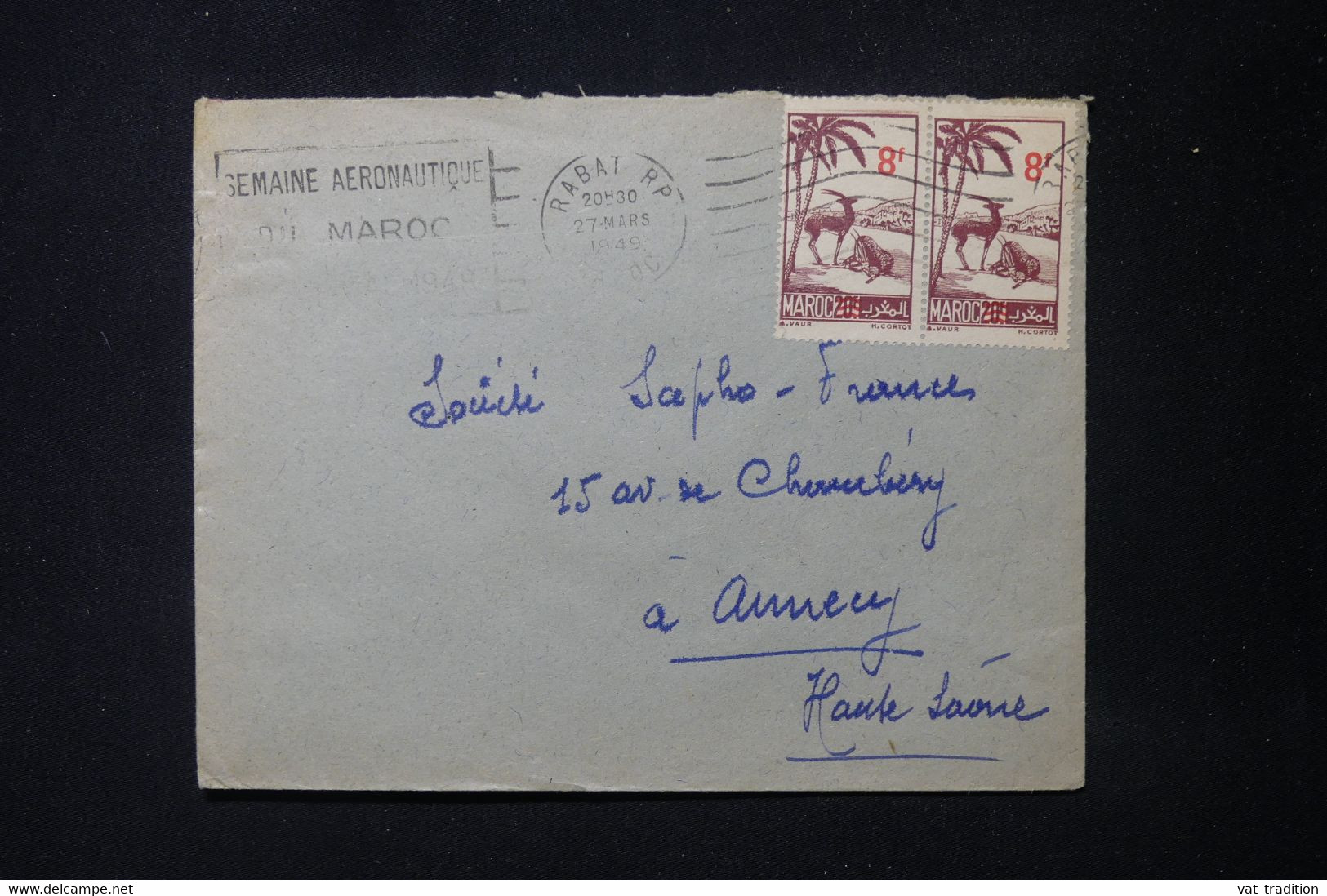 Covers & Documents - MAROC - Enveloppe de Rabat pour Annecy en 1949 - L  88803