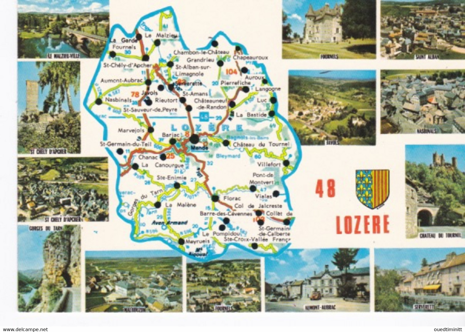 Carte Géographique De Lozère. - Cartes Géographiques