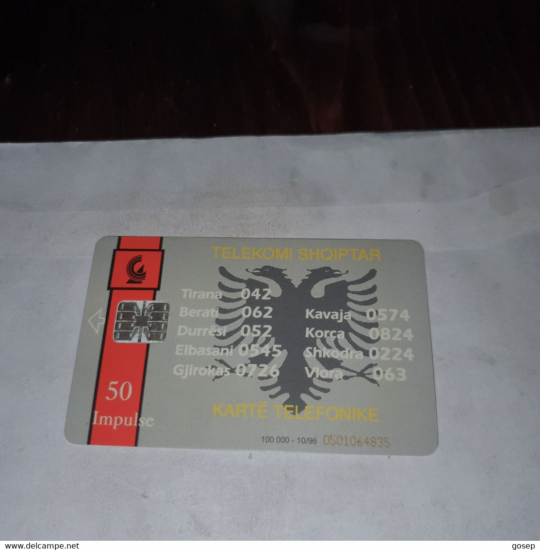Albania-insig-(50impulse)-(9)-(0501064835)-tirage-100.000-used Card+1card Prepiad Free - Albanien