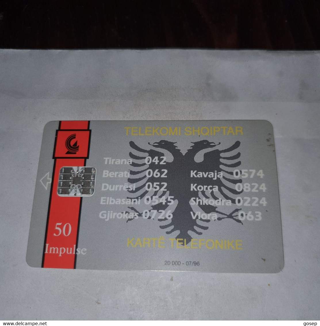 Albania-insig-(50impulse)-(10)-(0500-050129)-tirage-20.000-used Card+1card Prepiad Free - Albania