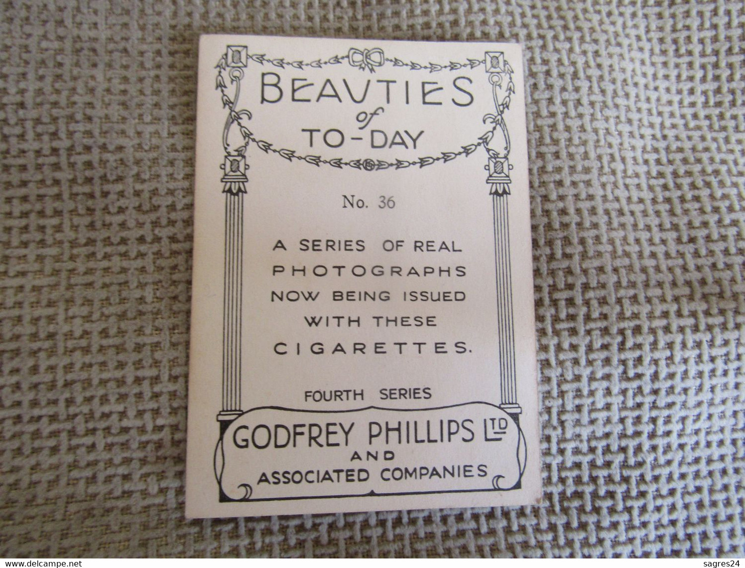 Chromo Cigarettes Beauties Of To-Day Nº 36 Janice Jarratt - Godfrey Phillips Ltd Fourth Series 1938 - Phillips / BDV