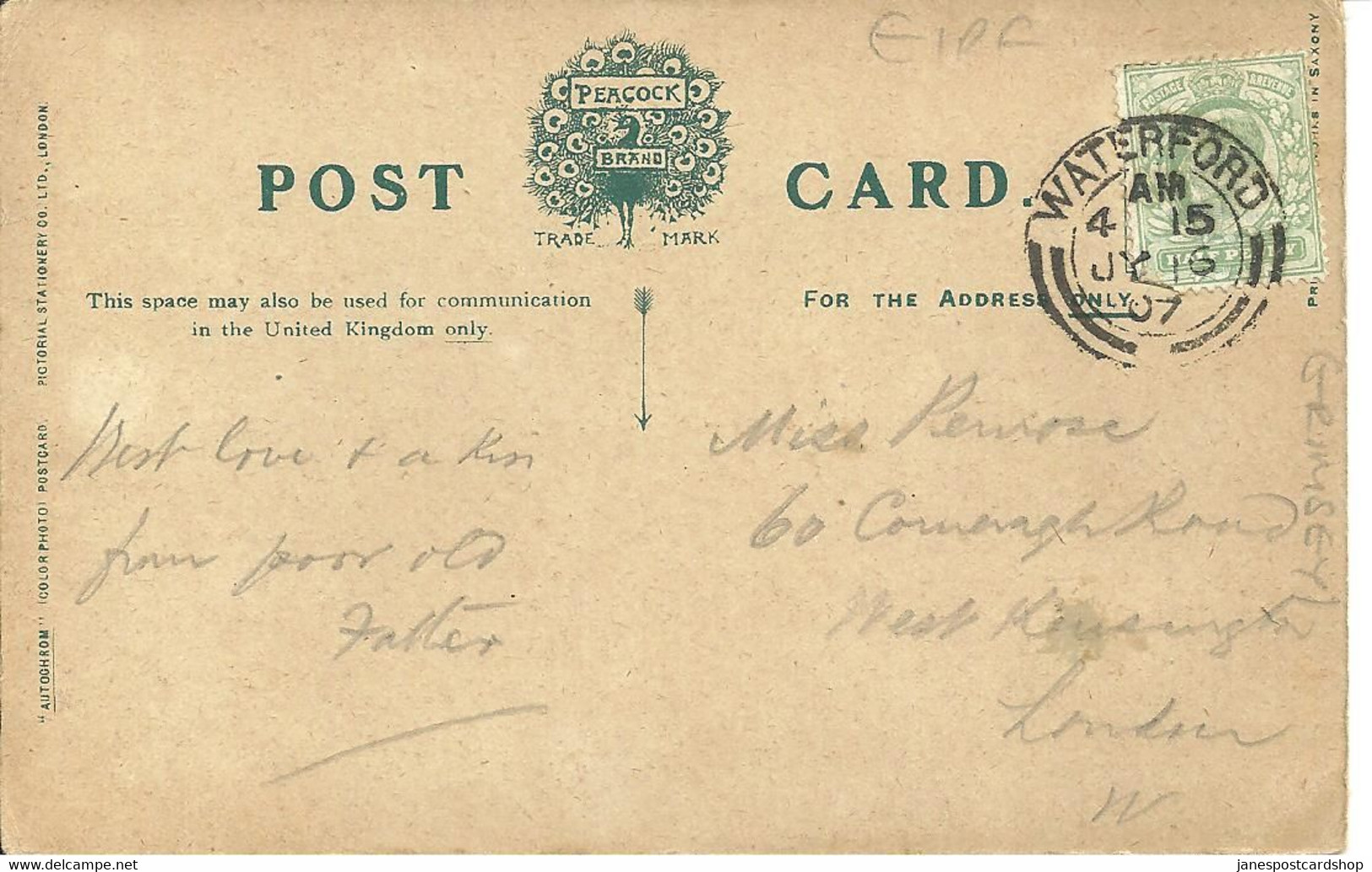 WOODENBRIDGE -  CO. WICKLOW - GOOD WATERFORD POSTMARK - Wicklow