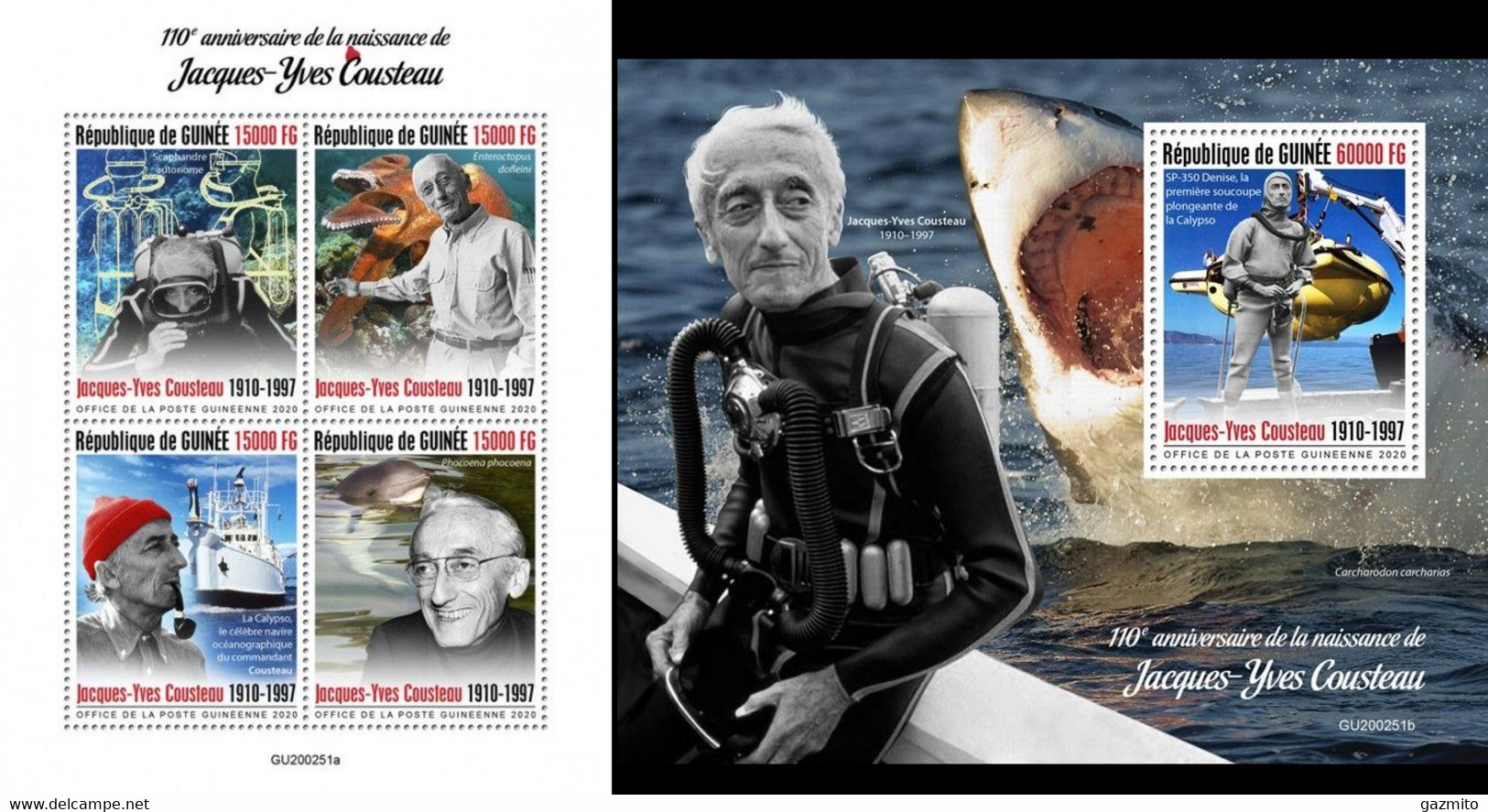 Guinea 2020, J. Cousteau, Diving, Fish, 4val In BF +BF - Immersione