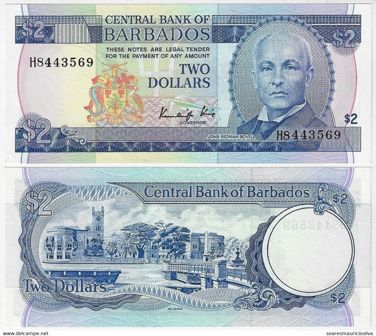 Barbados Banknote 2 Dollars 1986 Pick-36 Uncirculated - Barbades