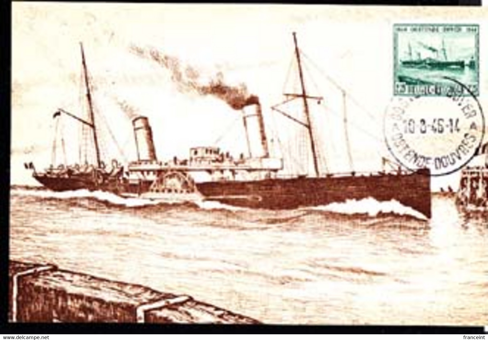 BELGIUM (1946) S.S. Marie Henriette. Maximum Card With First Day Cancel. Scott No 369, Yvert No 726. - 1934-1951