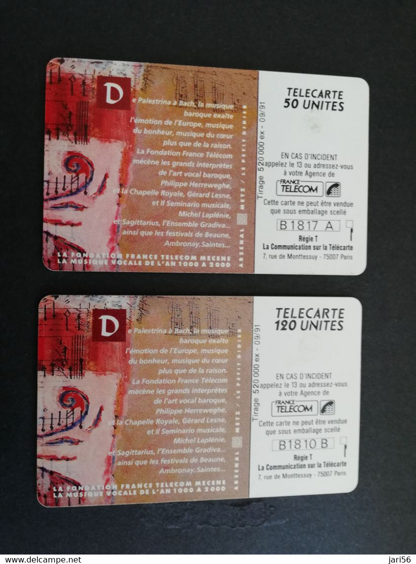 FRANCE/FRANKRIJK  SET 2X CHIPCARD  50 UNITS + 120 UNITS PALESTRINA EN BACH     WITH CHIP     ** 4800** - Nachladekarten (Handy/SIM)