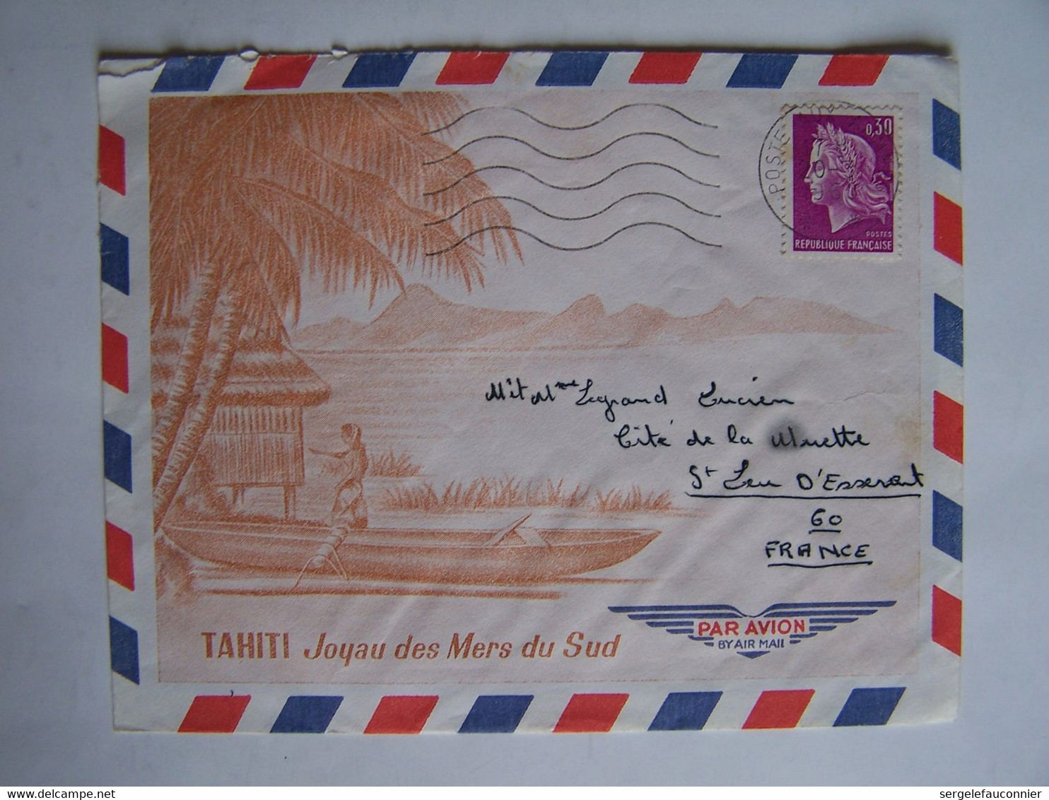 FRANCE TAHITI 20-3-1968  Vers SAINT LEU D'ESSERENT CACHET POSTE AUX ARMEES - Oblitérés