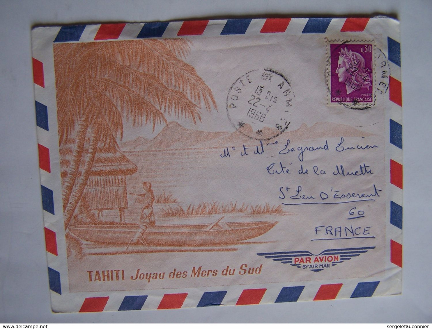 FRANCE TAHITI 22-4-1968  Vers SAINT LEU D'ESSERENT POSTE AUX ARMEES - Usados