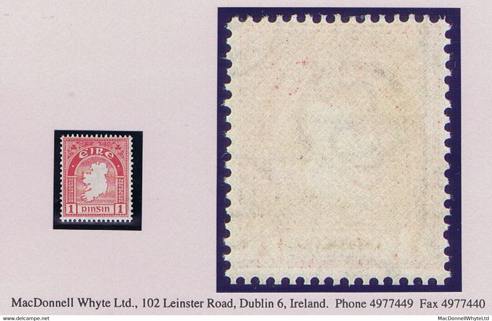 Ireland 1922-35 Watermark Se 1d Map, Var "Watermark Inverted" From Booklet Printing Fine Mint Unmounted Never Hinged - Nuovi