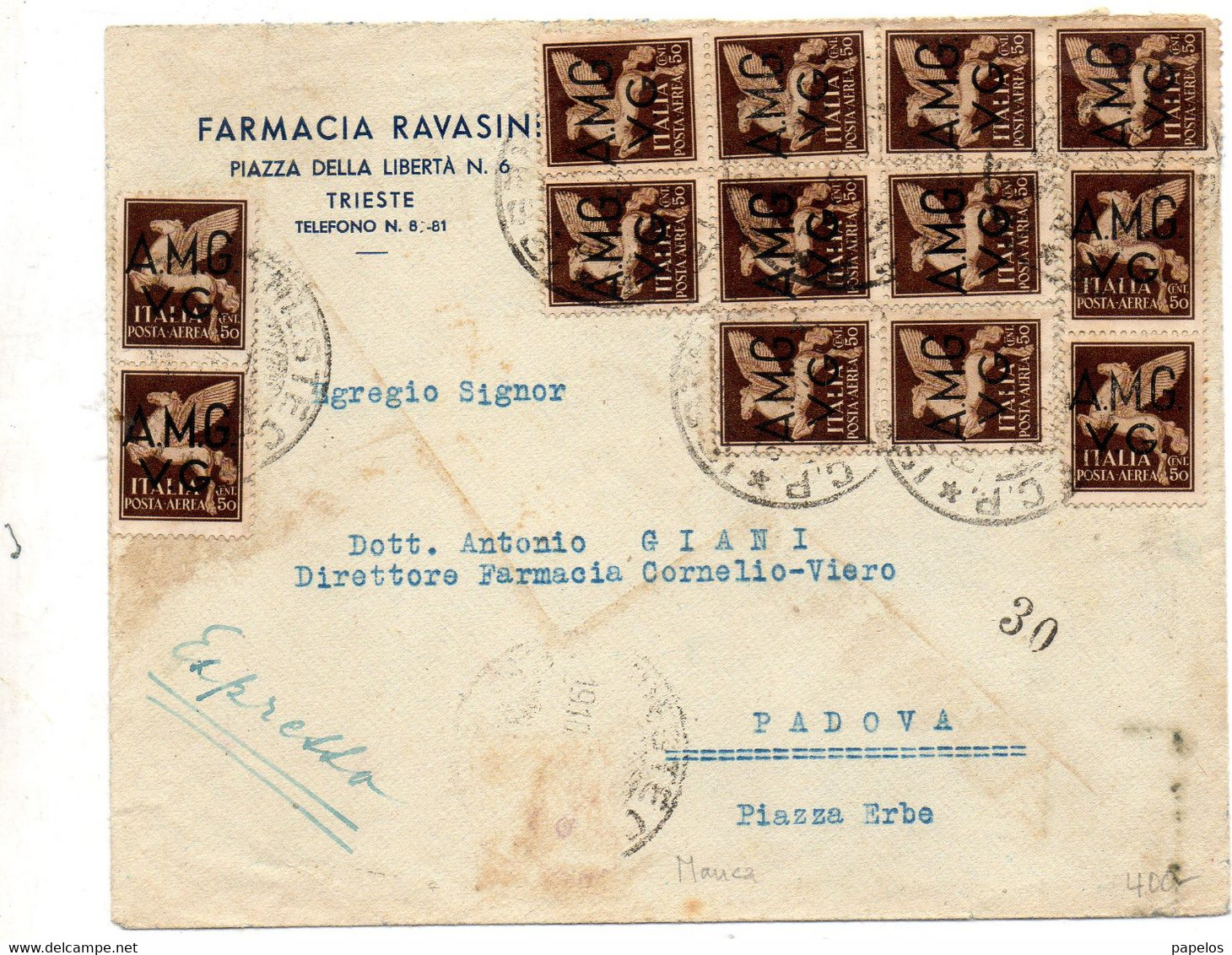 1945 LETTERA CON ANNULLO TRIESTE - Storia Postale