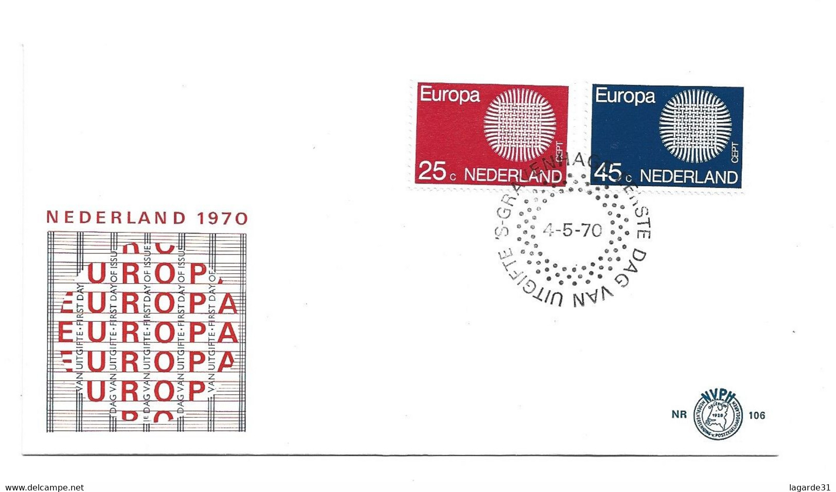 Netherlands, Nederland, 1970, Europe, CEPT, E 106, FDC - FDC