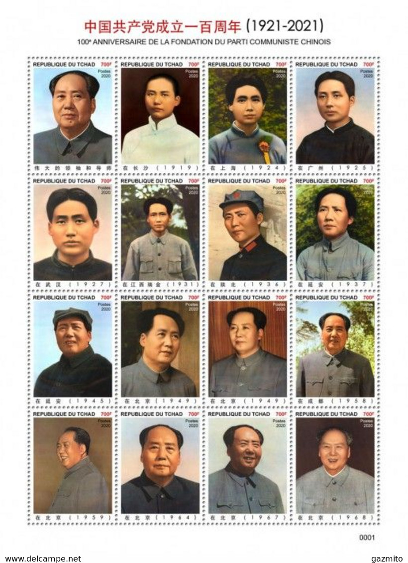 Tchad 2020, 100th Chinese Comunist Party, Mao I, Sheetlets - Mao Tse-Tung