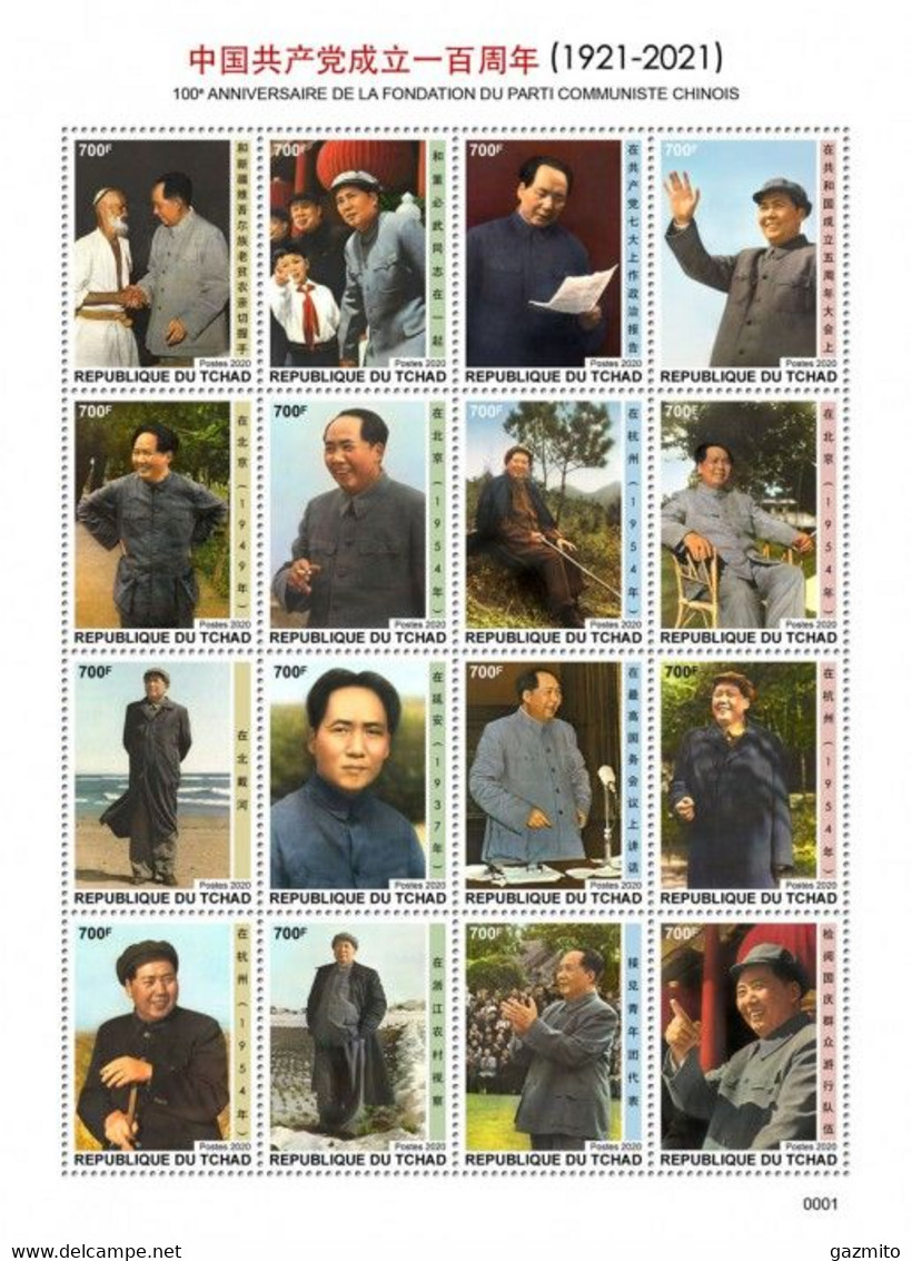 Tchad 2020, 100th Chinese Comunist Party, Mao V, Sheetlets - Mao Tse-Tung