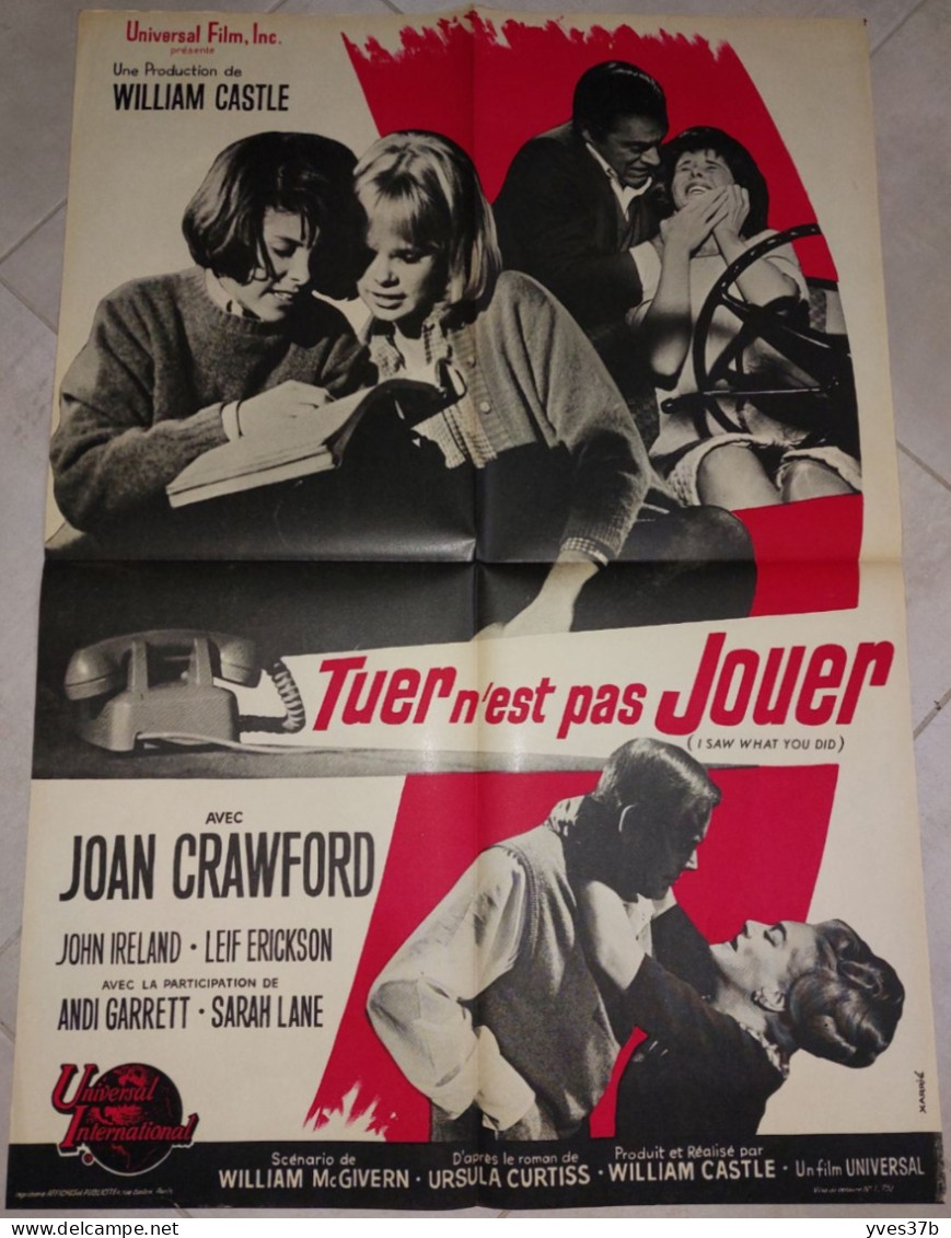 "Tuer N'est Pas Jouer" Joan Crawford, J. Ireland...1965 - Affiche 60x80 - TTB - Afiches & Pósters