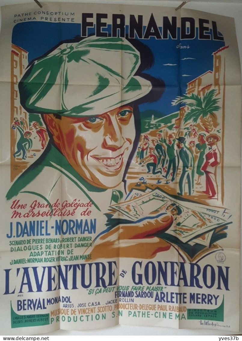 "L' Aventure De Gonfaron" Fernandel 1948...affiche 120x160 - TTB - Affiches & Posters