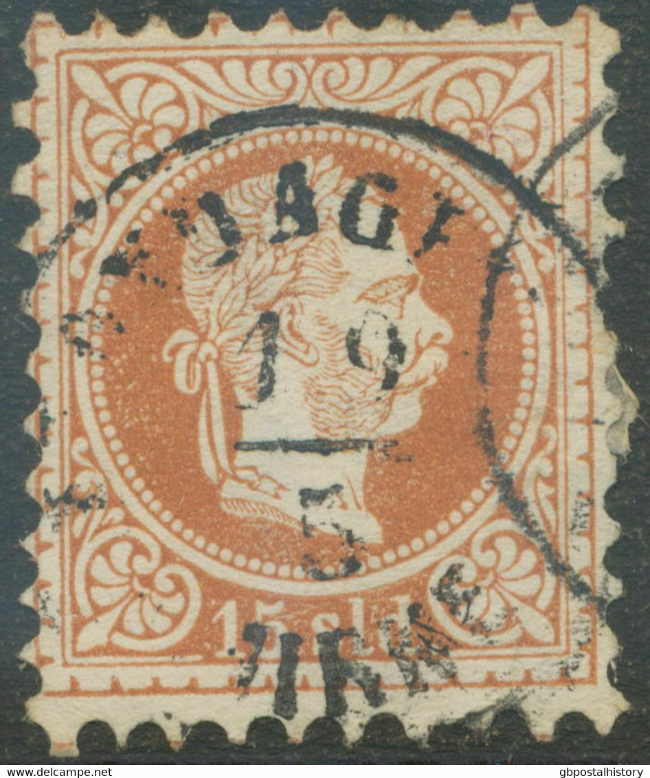 ÖSTERREICH POST IN DER LEVANTE 1881 Kaiser Franz Joseph 15 Soldi Rotbraun Feiner Druck - Levante-Marken