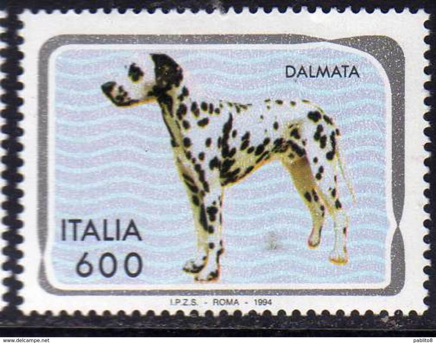 ITALIA REPUBBLICA ITALY REPUBLIC 1994 ANIMALI DOMESTICI PETS I CANI DOGS DALMATA LIRE 600 MNH - 1991-00:  Nuovi